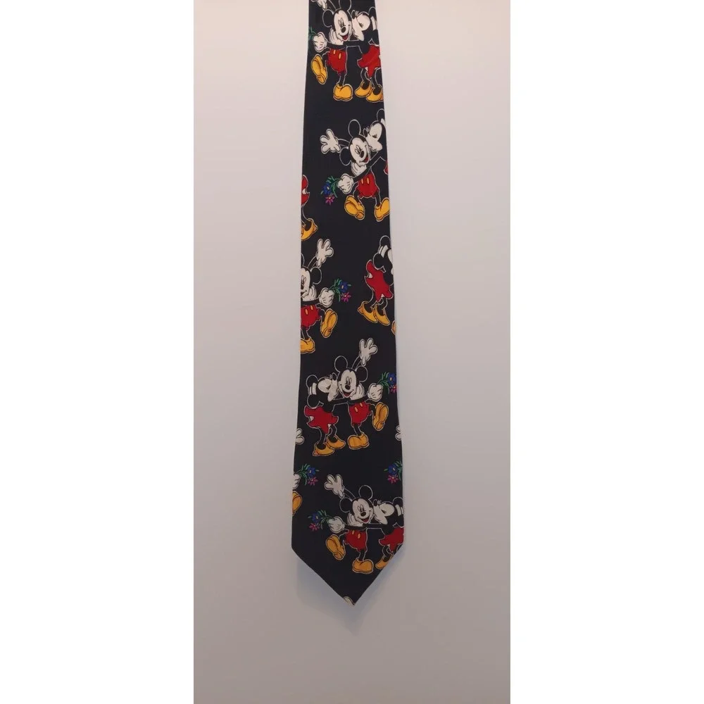 Lot of 2 Vintage Silk Novelty Neck Ties Mickey Mouse Winnie The Pooh Kidcore